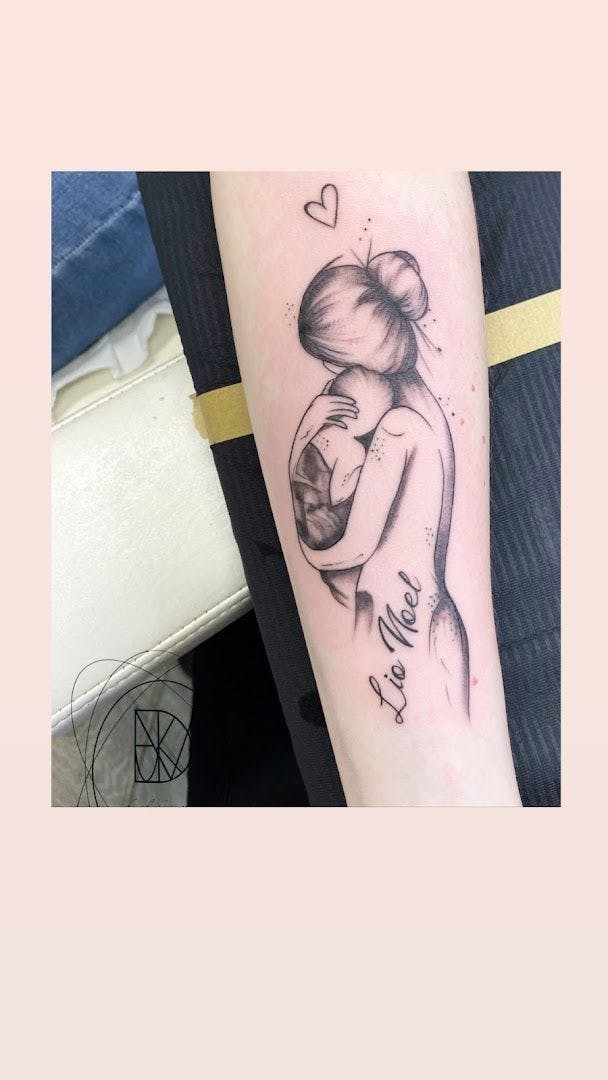 a cover-up tattoo of a woman with a flower on her arm, düsseldorf, germany