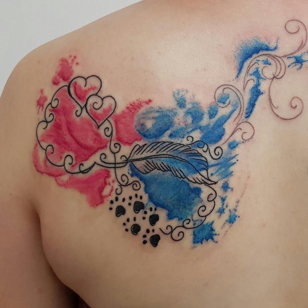 watercolor narben tattoo by tattooist, zollernalbkreis, germany