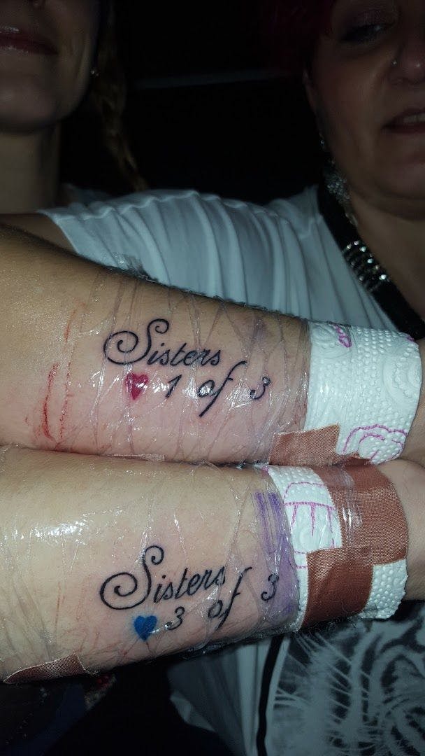 two people with narben tattoos on their arms, kreisfreie stadt bottrop, germany