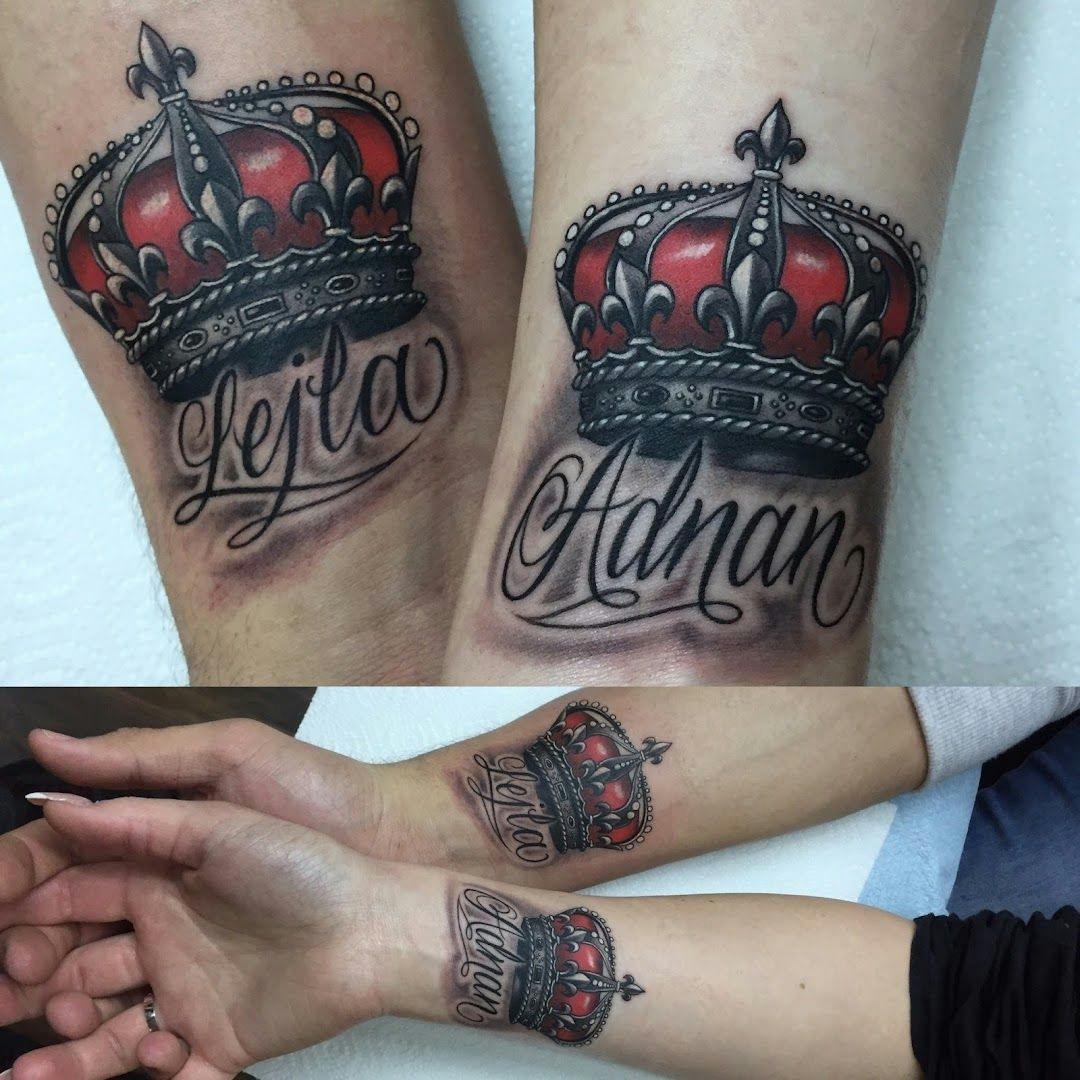 two narben tattoos with the word love and crown on them, kreisfreie stadt ingolstadt, germany