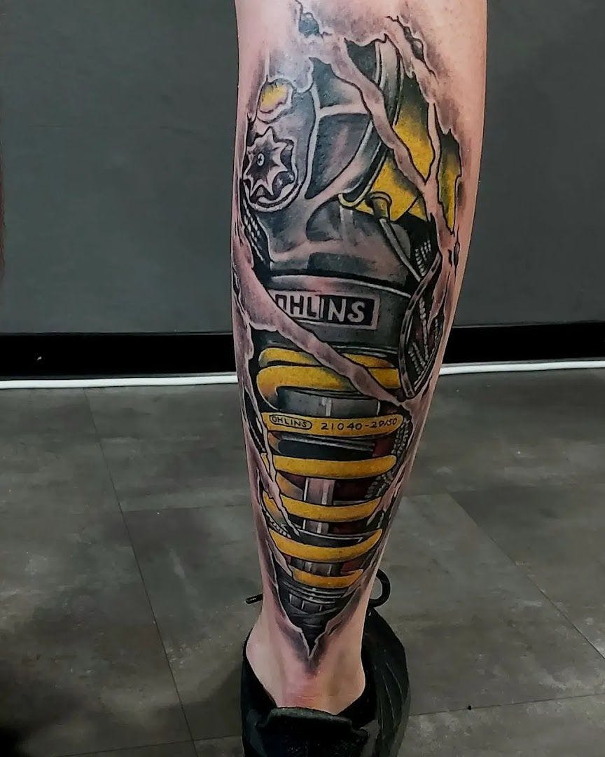 a man with a cover-up tattoo on his leg, altenkirchen, germany